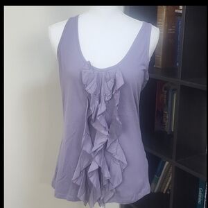 VELVET Purple Cotton Ruffle Sleevless Tank Sleeveless